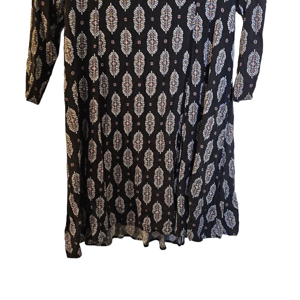 Torrid Black Dress Womens Size Medium 00 Boho Work Mini Challis Trapeze White - Picture 4 of 8